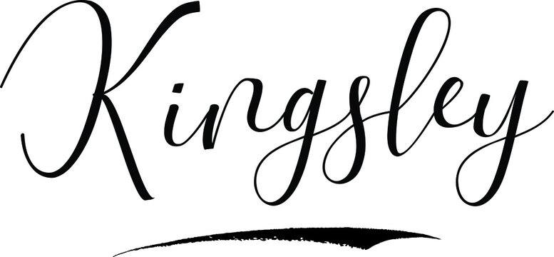 Kingsley -Male Name Cursive Calligraphy on White Background