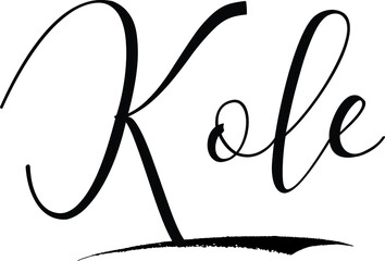 Kole -Male Name Cursive Calligraphy on White Background