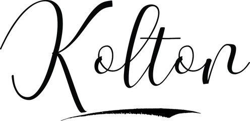 Kolton-Male Name Cursive Calligraphy on White Background