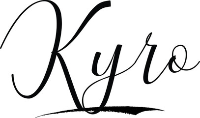  Kyro -Male Name Cursive Calligraphy on White Background