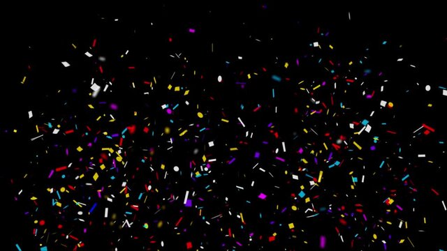 Animation colorful Glitter confetti falling Popper Explosion particles 4K Loop Animation over green screen. For event, , title, festival, presentation, show, party, Award, fashion. night, club, stage.