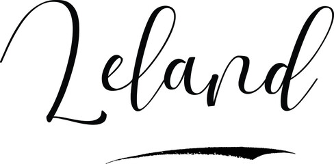 Obraz premium Leland-Male Name Cursive Calligraphy on White Background