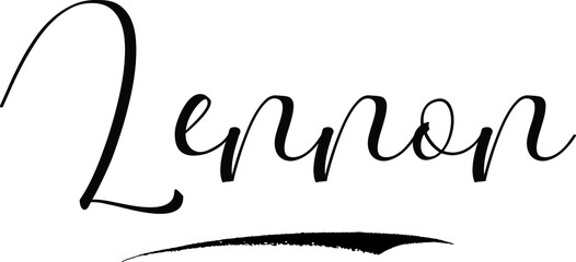 Lennon -Male Name Cursive Calligraphy on White Background