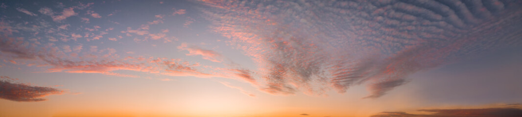 Colorful purple sunset twilight evening sky. High-resolution stitch panorama image.