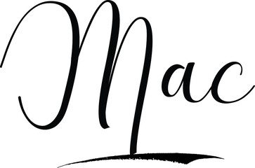  Mac -Male Name Cursive Calligraphy on White Background