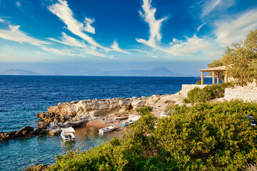 Small beach cafe with seaview, Greece, Loutraki - 387215790
