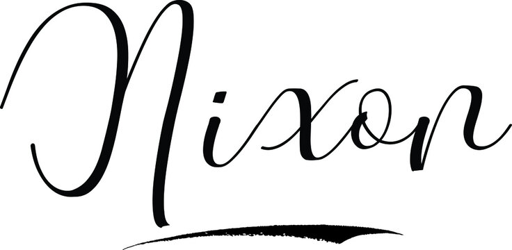 Nixon -Male Name Cursive Calligraphy on White Background