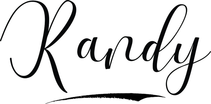 Randy -Male Name Cursive Calligraphy on White Background