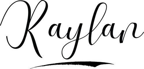 Raylan -Male Name Cursive Calligraphy on White Background