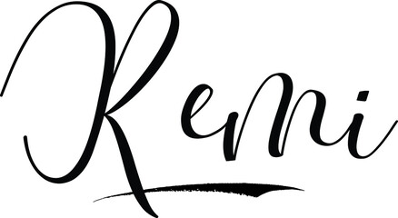 Remi -Male Name Cursive Calligraphy on White Background