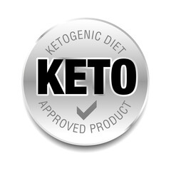 Fototapeta premium Ketogenic diet sign. Rounded isolated button. Keto certified badge on white background, vector illustration