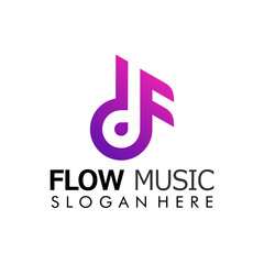 Initial Letter F Flow Music Tone creative modern logo design vector Illustration