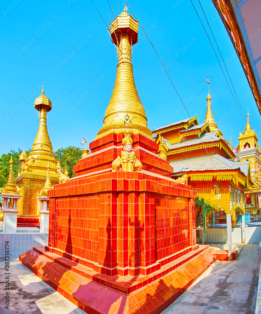 Sticker The tile stupa in Thanboddhay monastery, Monywa, Myanmar