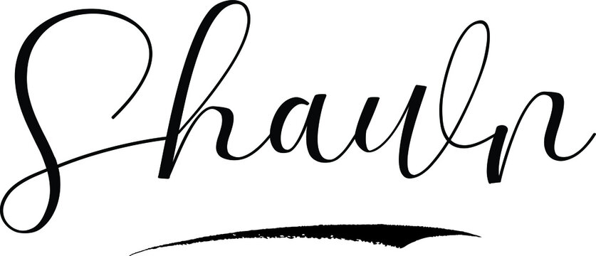 Shawn -Male Name Cursive Calligraphy on White Background
