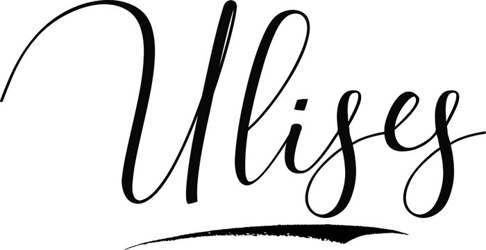 Ulises -Male Name Cursive Calligraphy on White Background