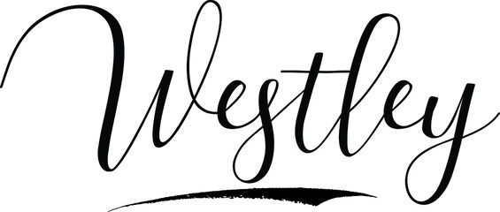 Westley -Male Name Cursive Calligraphy on White Background