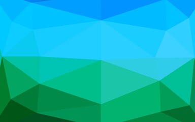 Fototapeta na wymiar Light Blue, Green vector shining triangular pattern.