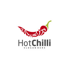 Chili logo design vector template, Red Chili Illustration, Symbol Icon