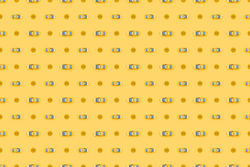 Seamless pattern on the theme of taxi. Yellow pattern.