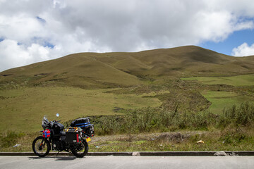Fototapeta na wymiar motorcycle adventure in Ecuador mountains