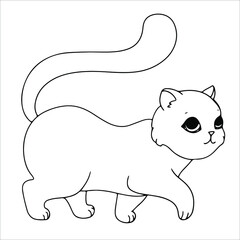cute and funny kittens. The fluffy cat is resting or indulging. Hand drawn pet pet. cat doodles. vector illustration isolated on white background. antistress painting