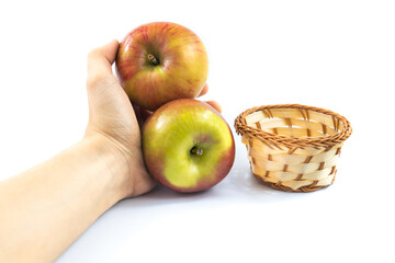 Beautiful cozy photo of apples, harvesting, photo on white isolated background