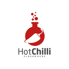 Lab Chili logo design vector template, Red Chili Illustration, Symbol Icon