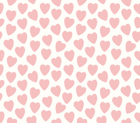 Seamless pattern of pink hearts background elements. Hand-drawn illustration for valentine's day. Colorful background texture for textile, fabric, paper. 