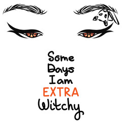 Vector illustration of a woman's orange eyes, spider and its web.