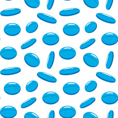 Medical pill seamless pattern on white  background. Medicine capsule tablet in flat style. Natural preparations. Counterfeiting drugs.Antibiotic. Vitamin deficiency pill. Vector illustration.