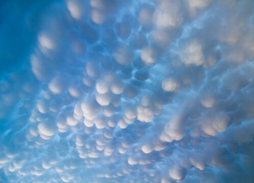 Mammatus clouds fill the sky above after a severe storm moved through the area.