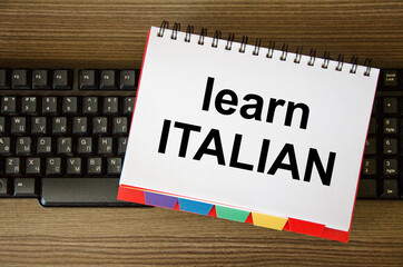 Learn Italian Language Online Education Concept. Learn Italian and some other linguistic words