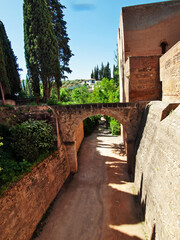 The wall of Alcazaba fortress, the Alhambra in Granada, Andalucia, Spain