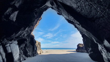natural cave at the beach playa de la cantería, Orzola, Lanzarote