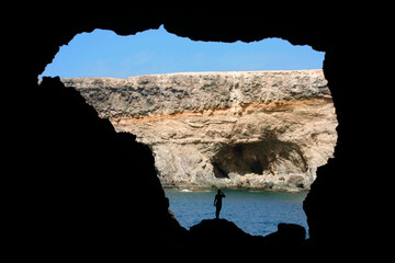 pirate cave on Fuerteventura near P&aacute;jara, caves of Anjuy