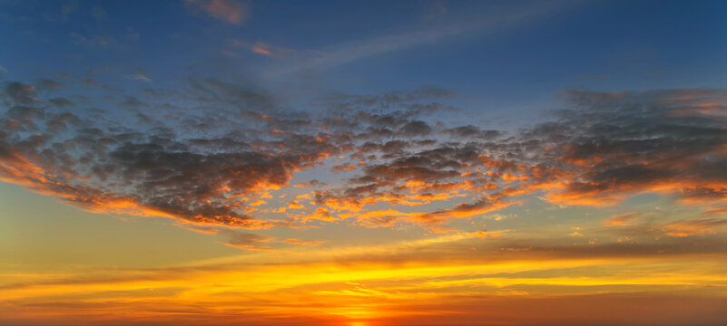 Sunset Gold panorama background.