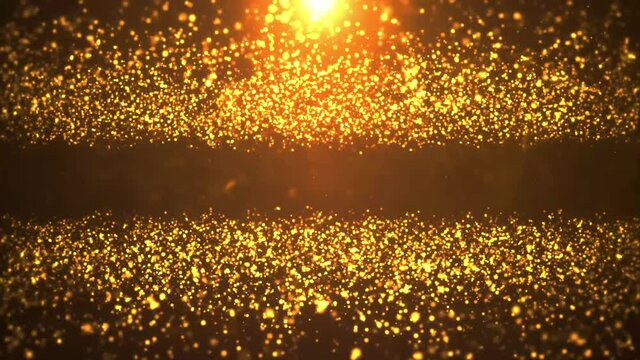 4K 3D Christmas golden light shine Blinking Dust particles bokeh loopable on Light Loop background, holiday congratulation greeting party happy new year, christmas celebration concept Animation