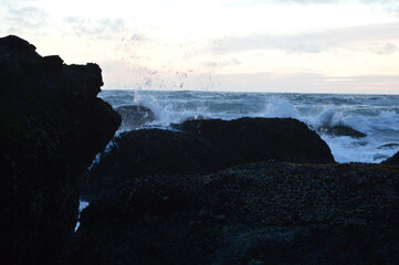 Stunning sunset colors over the Shi Shi Beach on the Olympic Peninsula in the Pacific Northwest of Washington State, USA