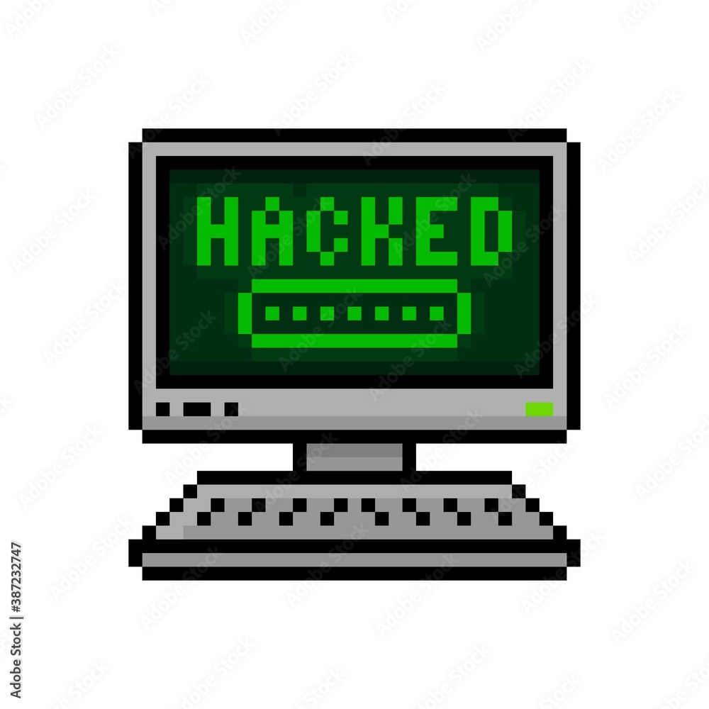 Fototapete pixel art 8-bit hacked computer. hacking account and password. message that you hacked - editable is