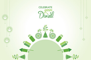 Greeting for celebrate green diwali concept