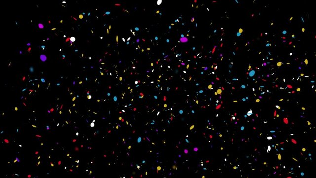 Confetti Party Popper Explosions falling down on Green and Black Background. For event, concert, title, festival, presentation, music show, party, Award, fashion. Music, festival, night, club, stage.