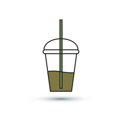 Plastic cup of cocoa/ coffee icon in flat style. Vector drink cocktail symbol for your web site design, logo, app, UI.