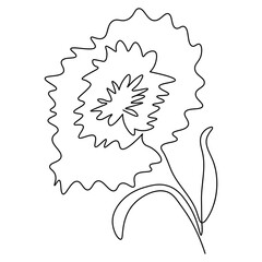 Flower in minimal line style. Modern fashion linear poppy for logo, emblem template. Vector illustration