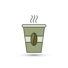 Cup of hot coffee icon in flat style. Vector drink symbol for your web site design, logo, app, UI.