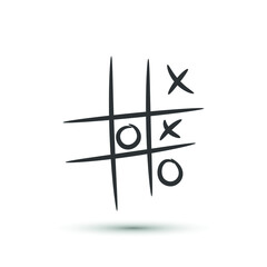 Vector cross zero paper game icon. For design, advertising banner, logo