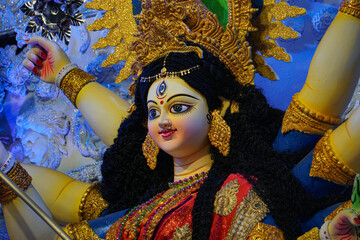 Picture of the great fort festival of Hinduism. The image of the Durga Devi's Family. It is a...
