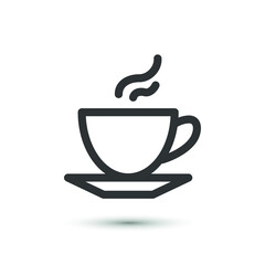 Cup of hot tea/ coffee icon in flat style. Vector drink symbol for your web site design, logo, app, UI.