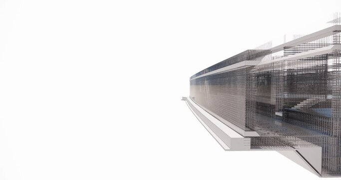 3D BIM model of reinforcement framework of the metro tunnel section with transparent walls