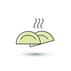 Vector dumpling icon. Hot food symbol. For design, web site design, logo, app, UI/UX