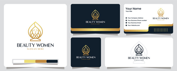 Obraz na płótnie Canvas beauty women,luxury, salon, spa, gold color ,banner, business card and logo design